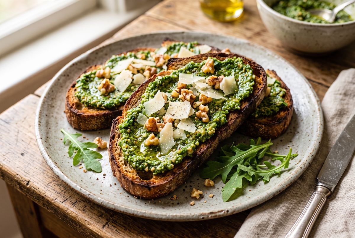 Arugula–Walnut Pesto ingredients