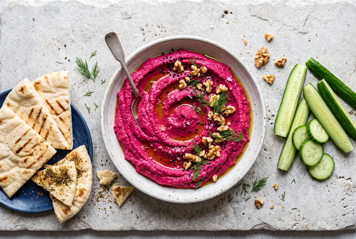 Roasted Beet Hummus with Walnuts