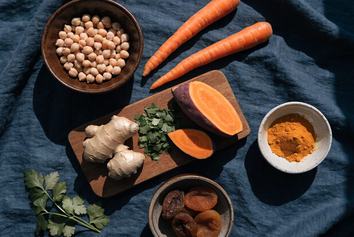 Moroccan Carrot & Chickpea Tagine ingredients