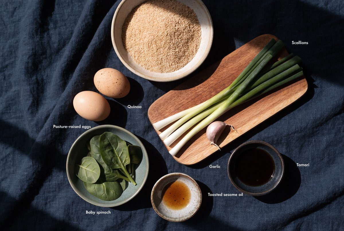 Egg-Fried Quinoa with Spinach & Scallions ingredients