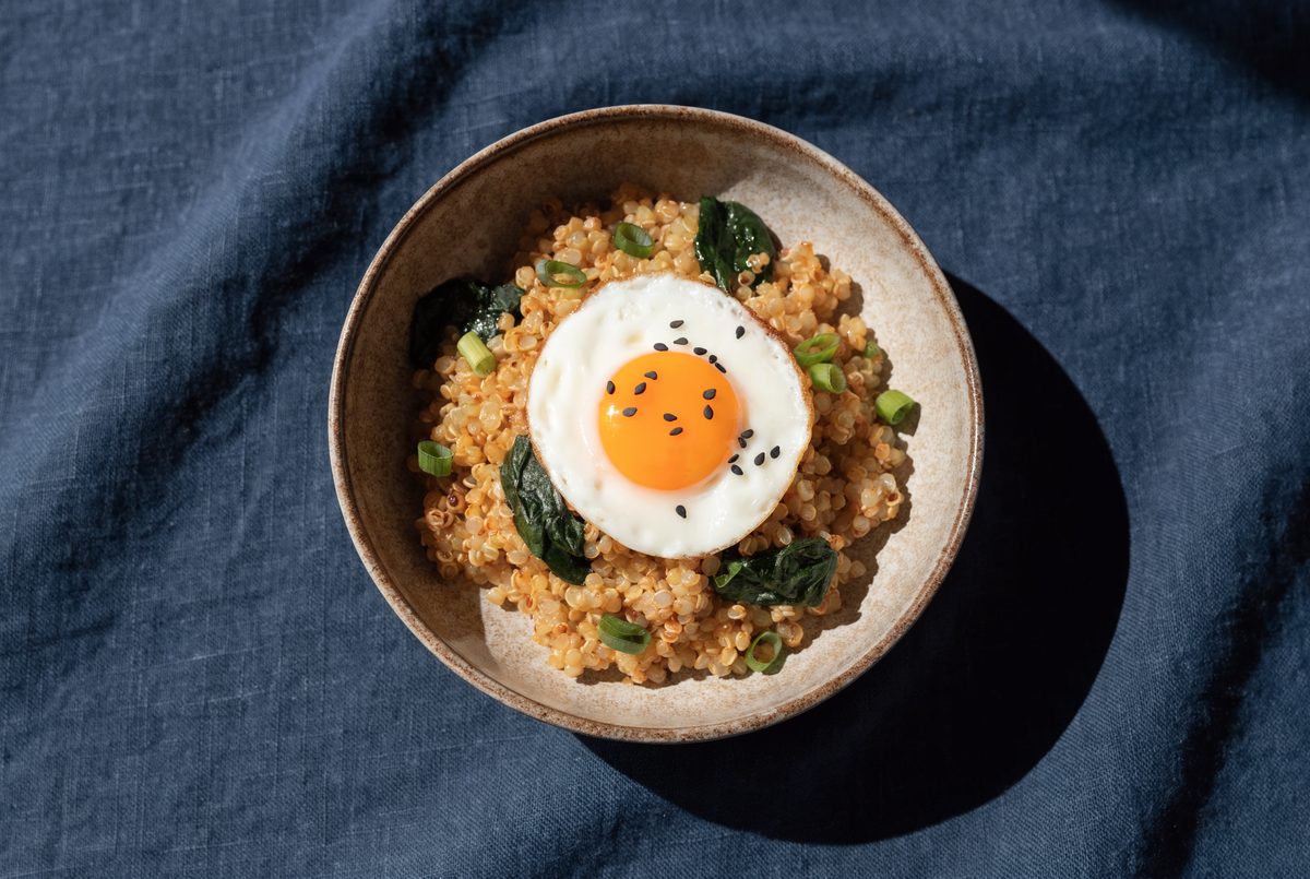 Egg-Fried Quinoa with Spinach & Scallions