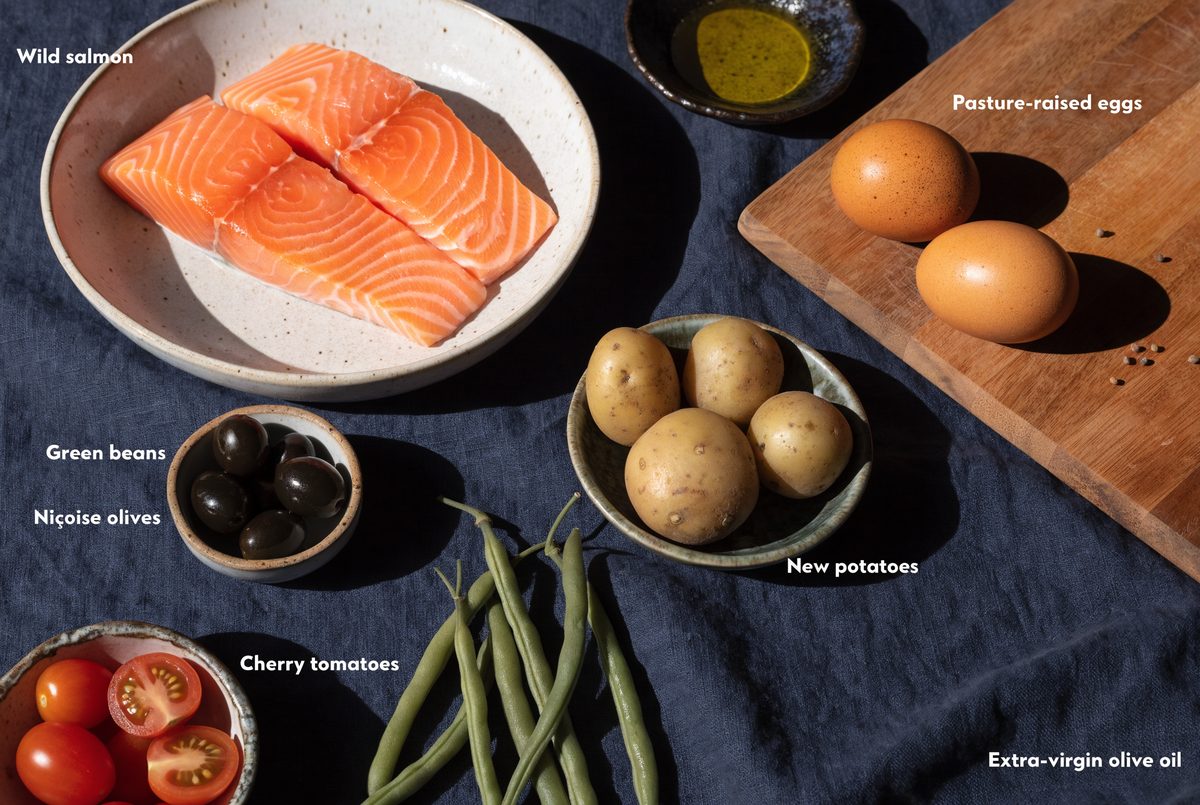 Salmon Niçoise with Jammy Eggs ingredients