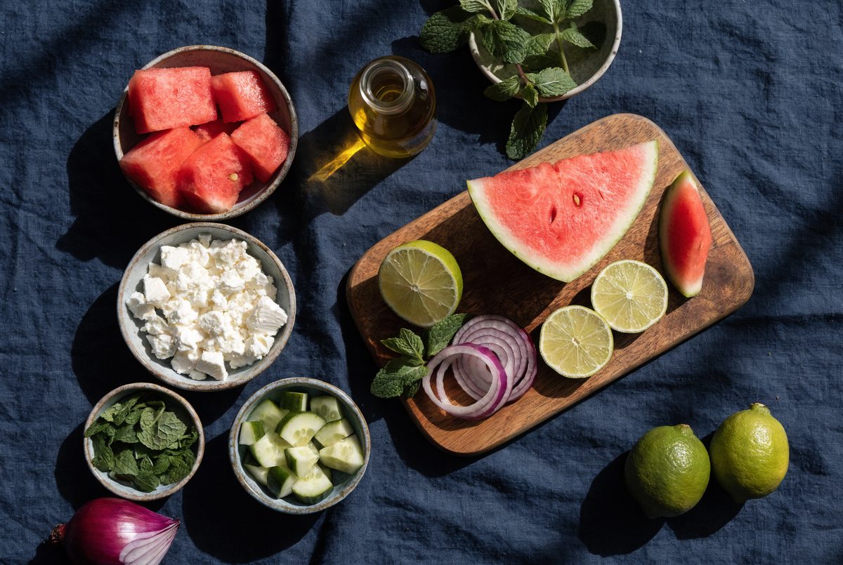 Watermelon, Feta & Mint Salad ingredients