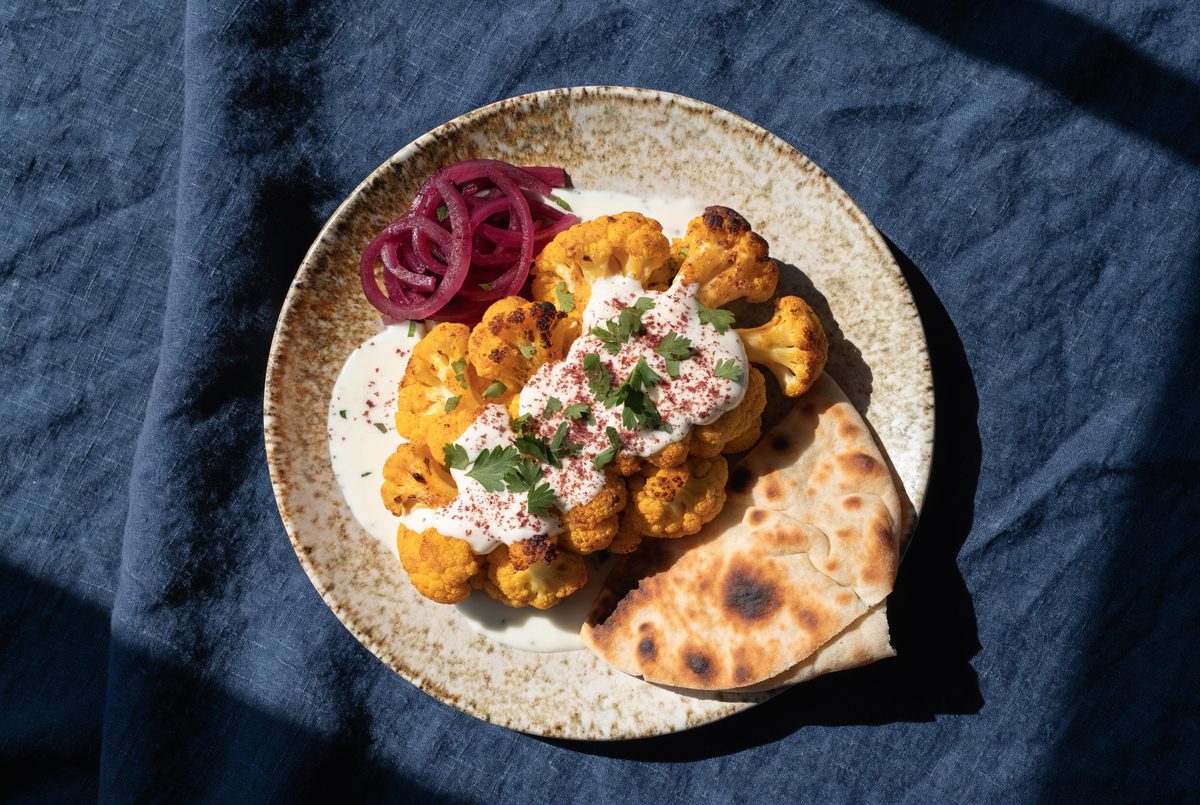 Golden Cauliflower Shawarma Plates