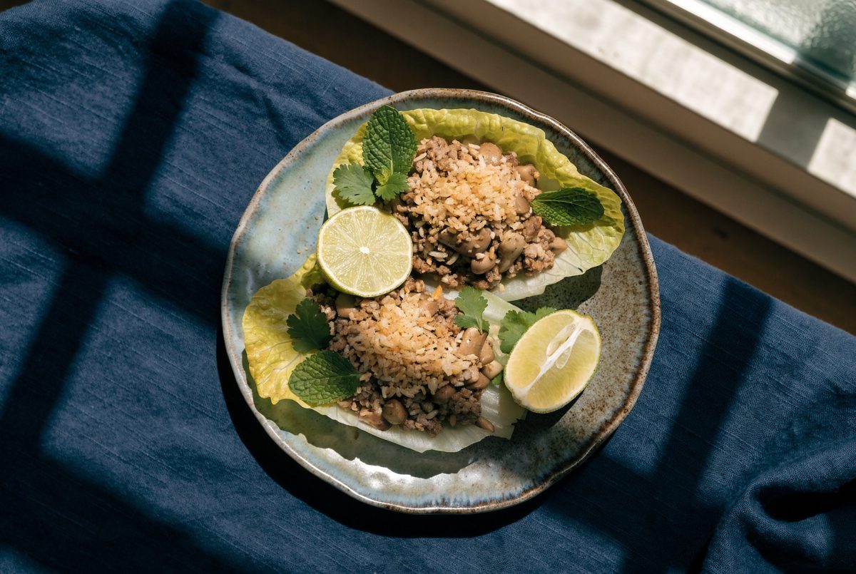 Shiitake Mushroom Larb Lettuce Cups