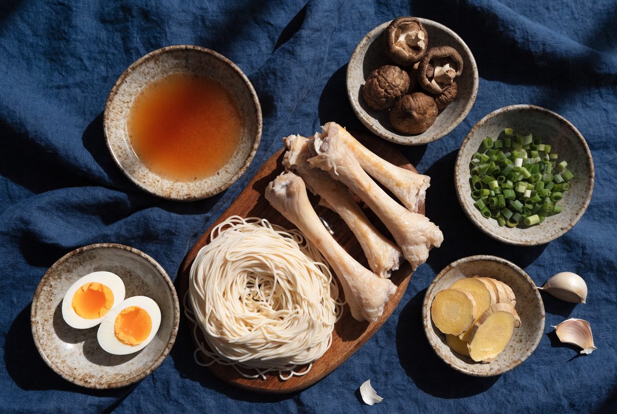 Bone Broth Chicken Ramen with Shiitake ingredients