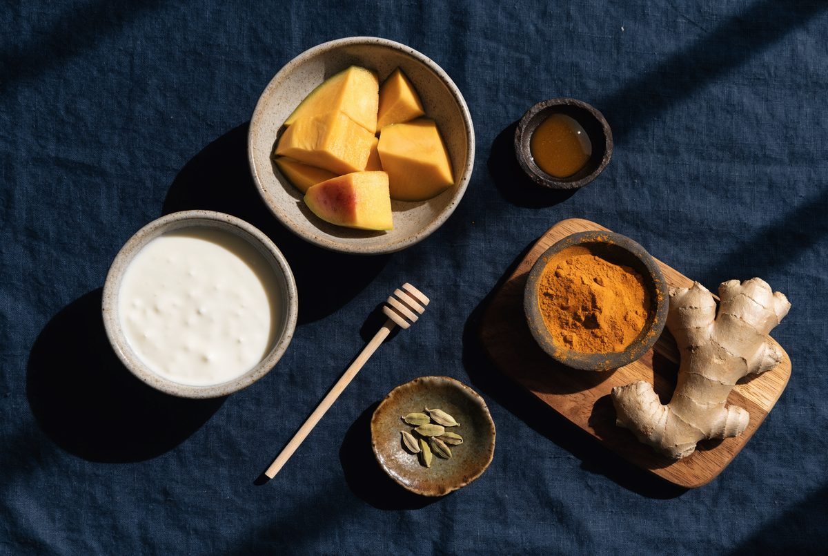 Mango–Turmeric Kefir Lassi ingredients