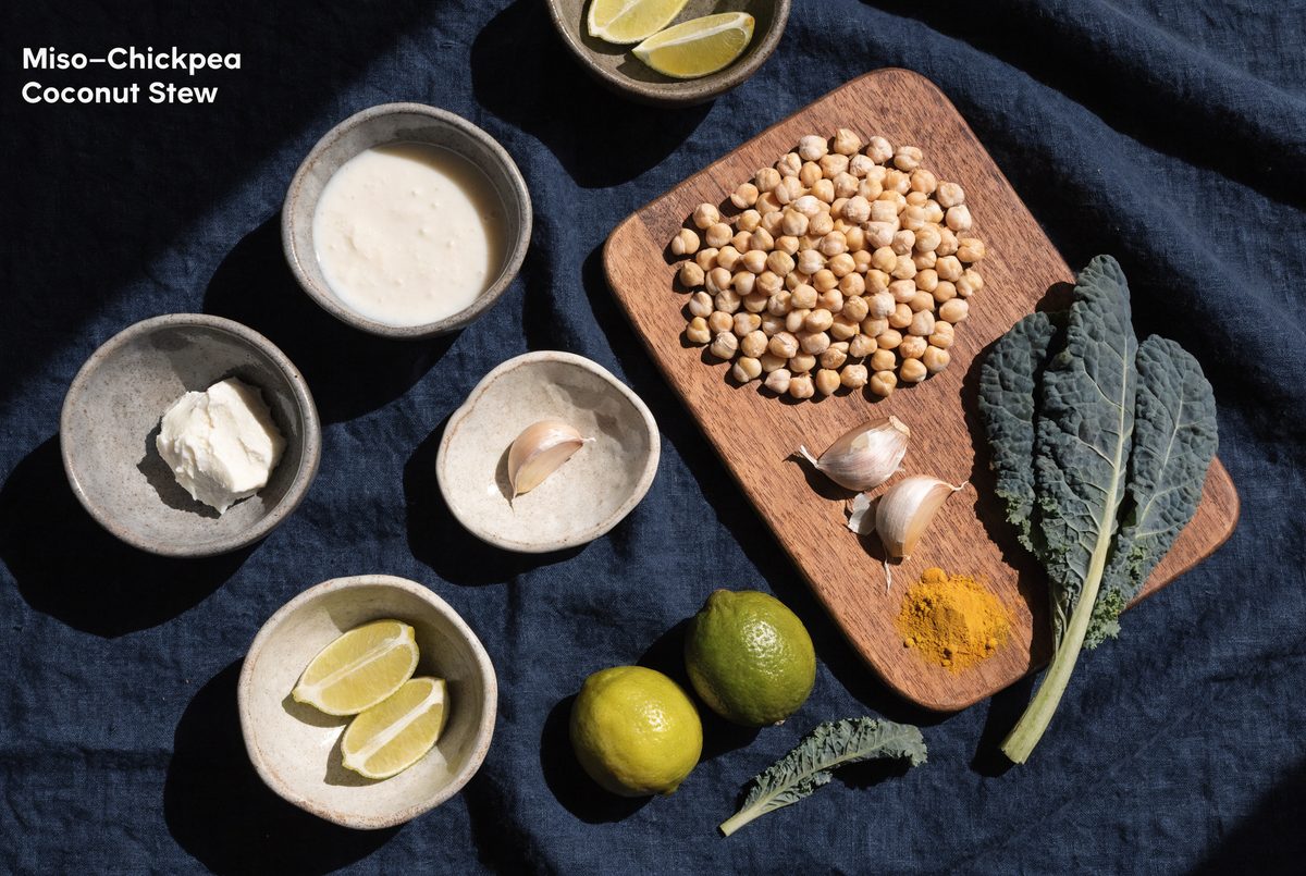 Miso–Chickpea Coconut Stew ingredients