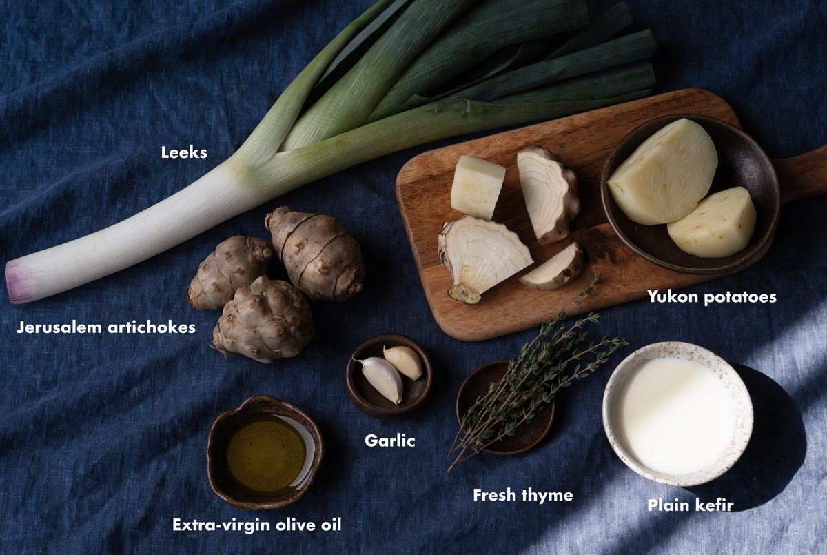 Sunchoke, Leek & Potato Prebiotic Soup ingredients