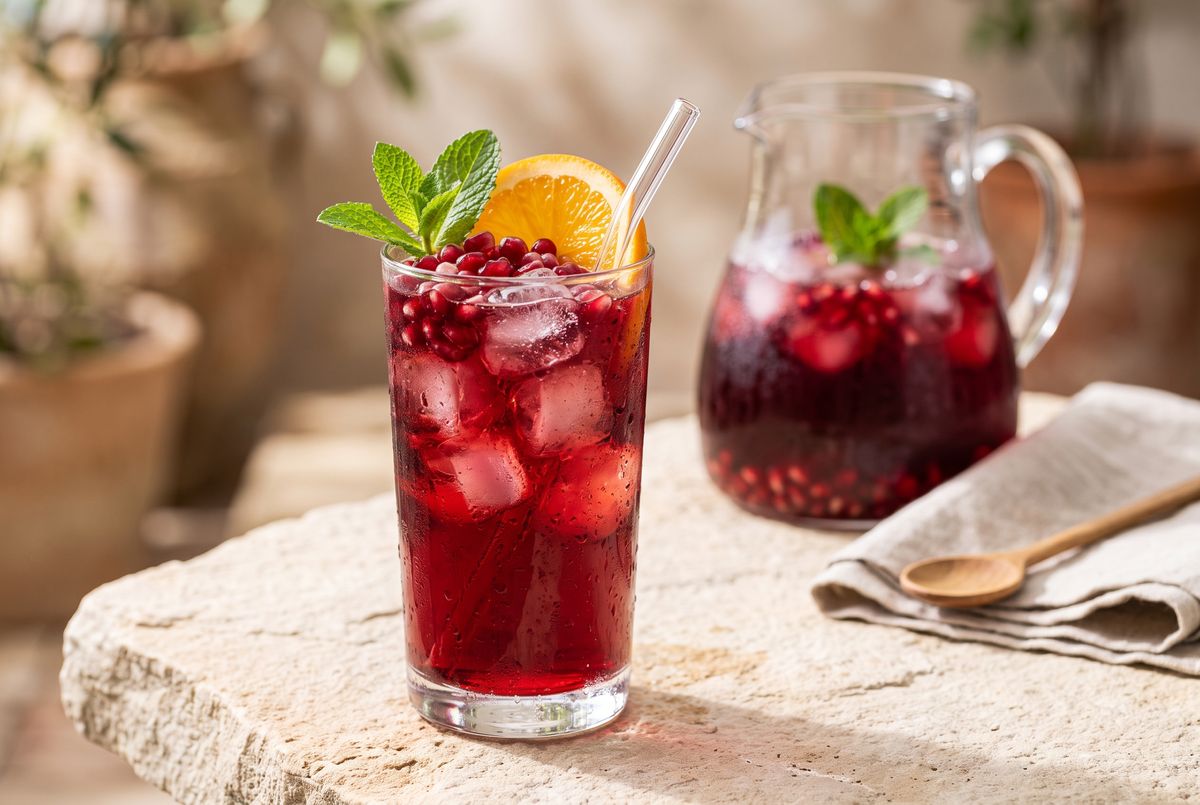 Hibiscus–Pomegranate Cooler: A Ruby Iced Tea for Blood Pressure