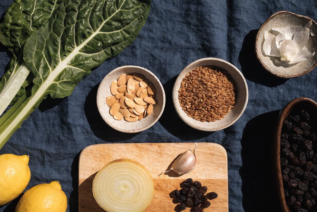 Swiss Chard & Almond Brown Rice Pilaf ingredients