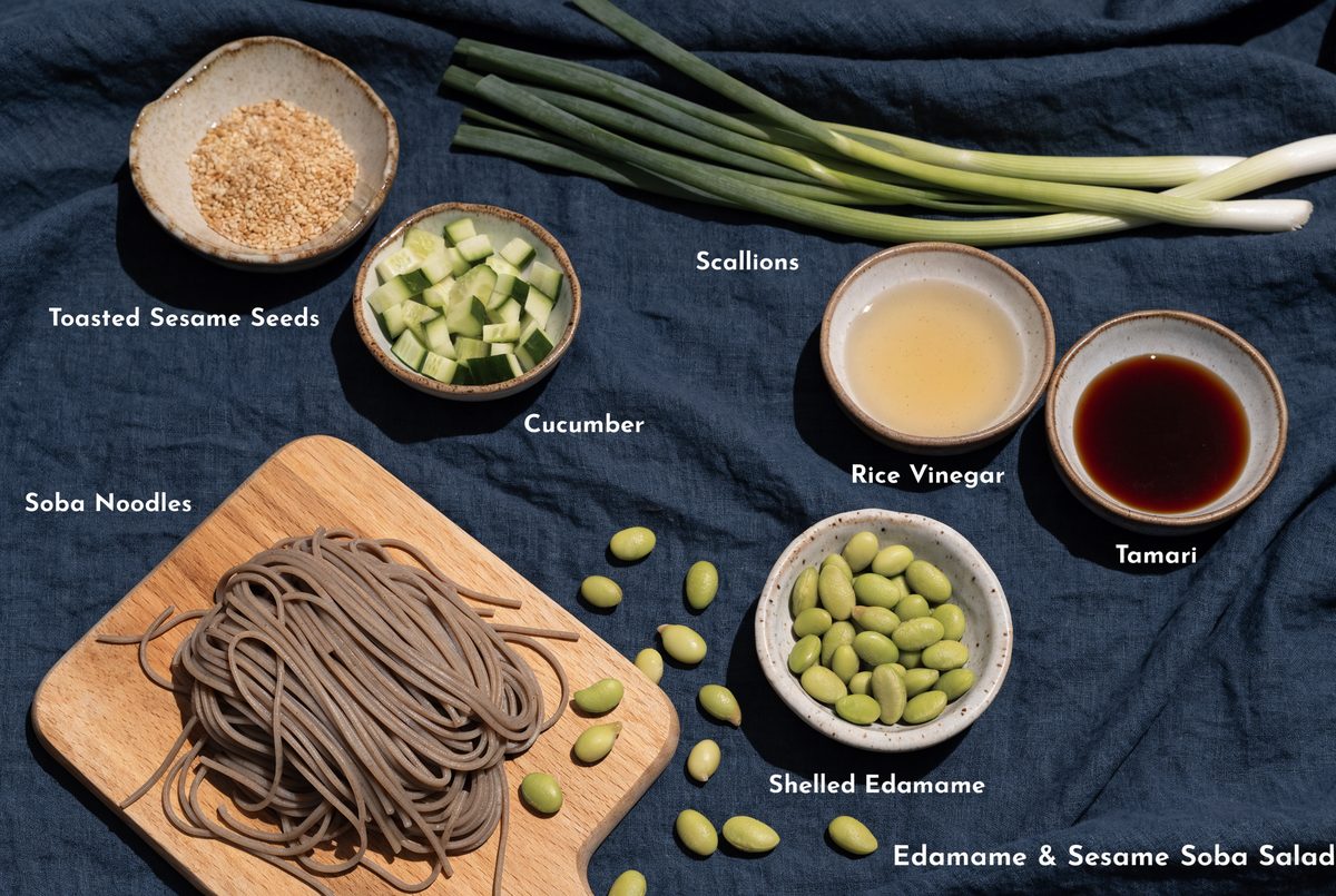 Edamame & Sesame Soba Salad ingredients
