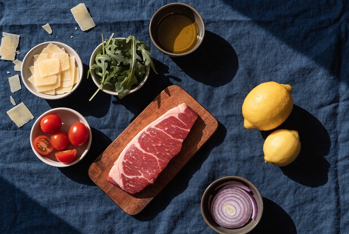 Seared Steak & Wild Arugula Salad ingredients