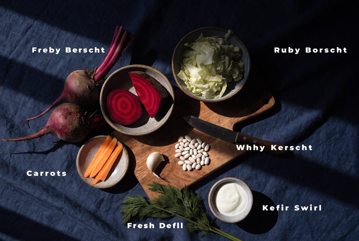 Ruby Borscht with Kefir Swirl ingredients