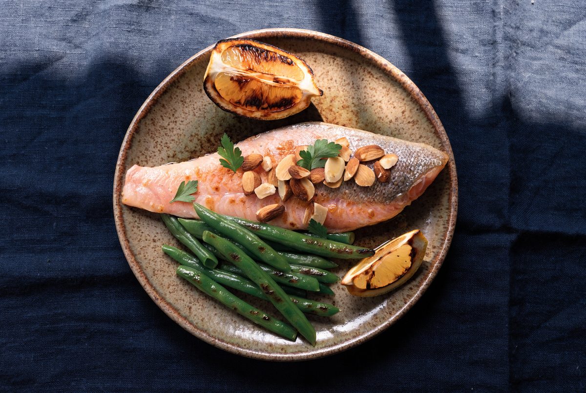 Rainbow Trout Almondine with Green Beans