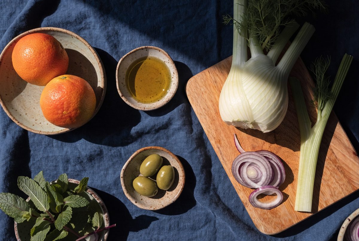 Blood Orange, Fennel & Olive Salad ingredients