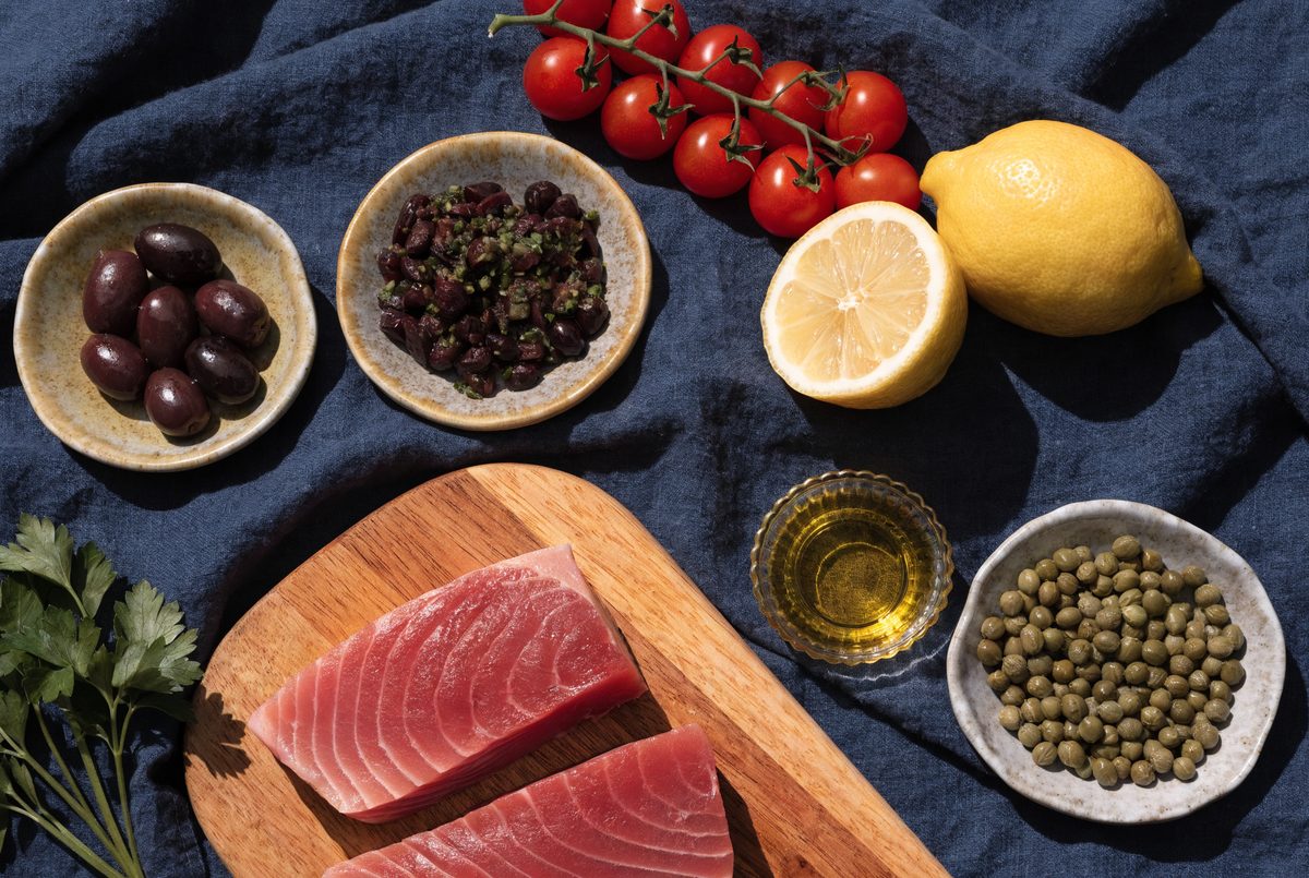 Seared Tuna with Olive Tapenade ingredients