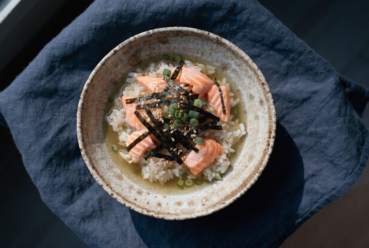 Sencha Ochazuke with Flaked Salmon