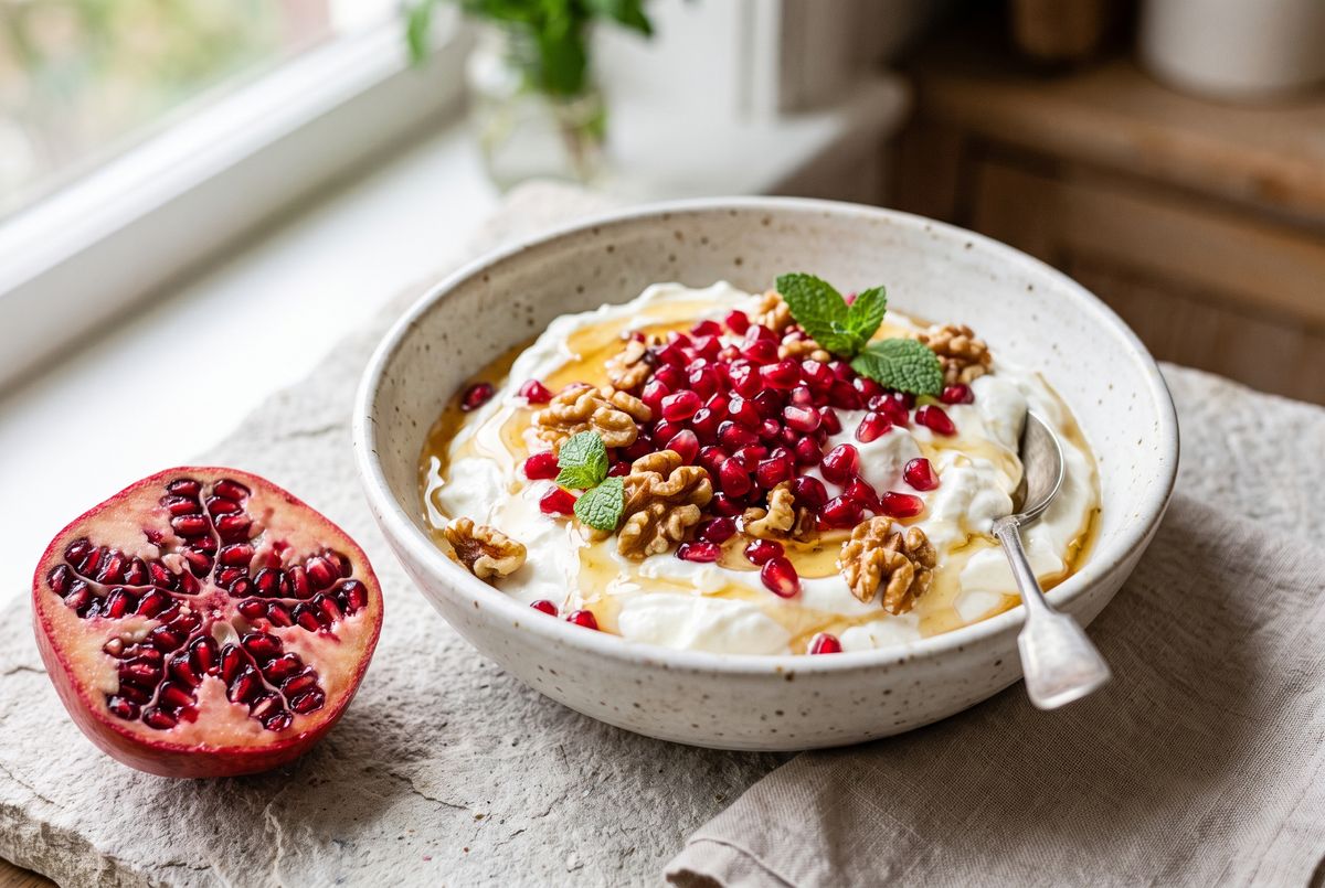 Pomegranate–Walnut Yogurt Bowl