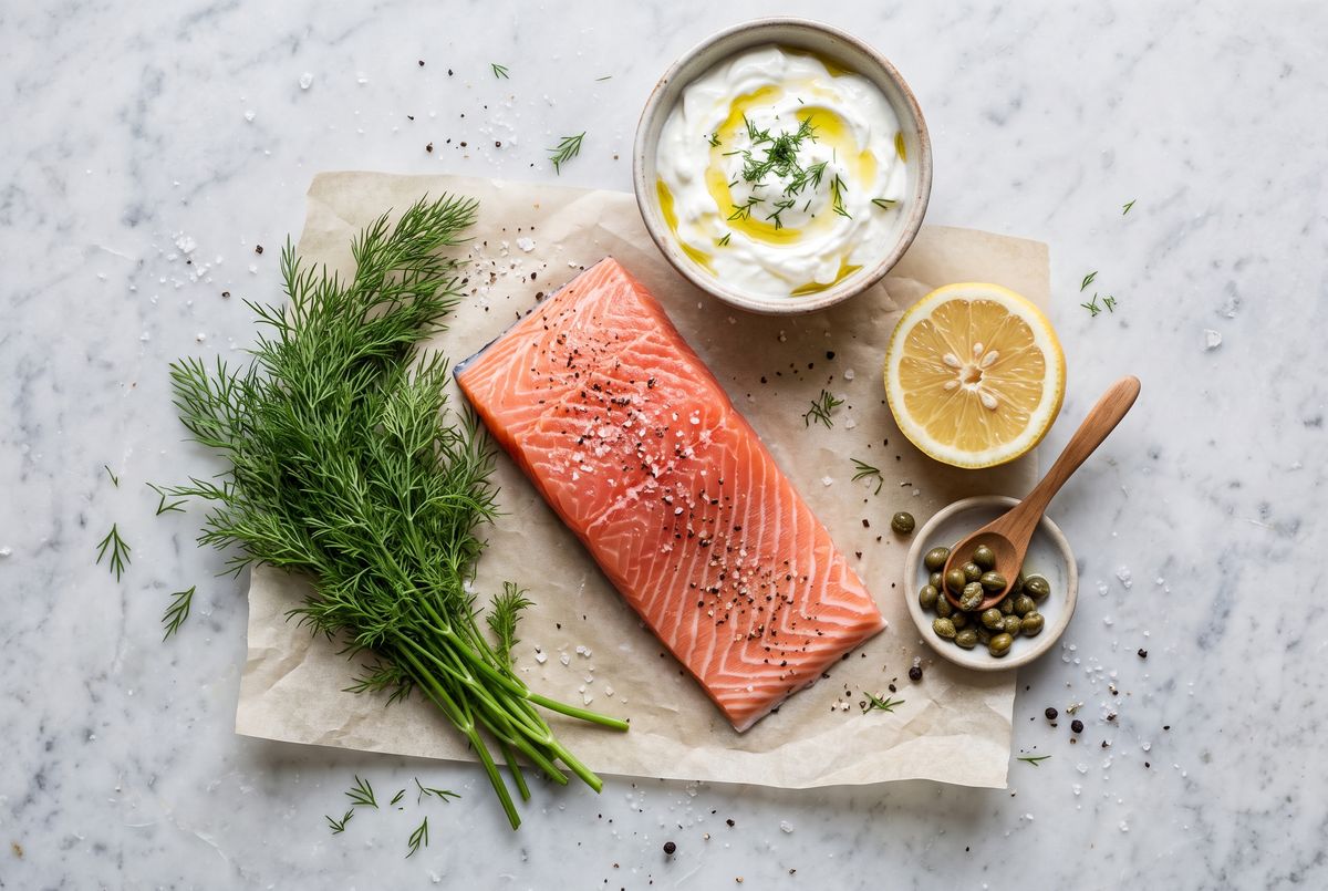 Seared Salmon with Dill Yogurt ingredients