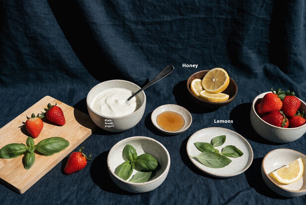 Strawberry–Basil Frozen Yogurt ingredients