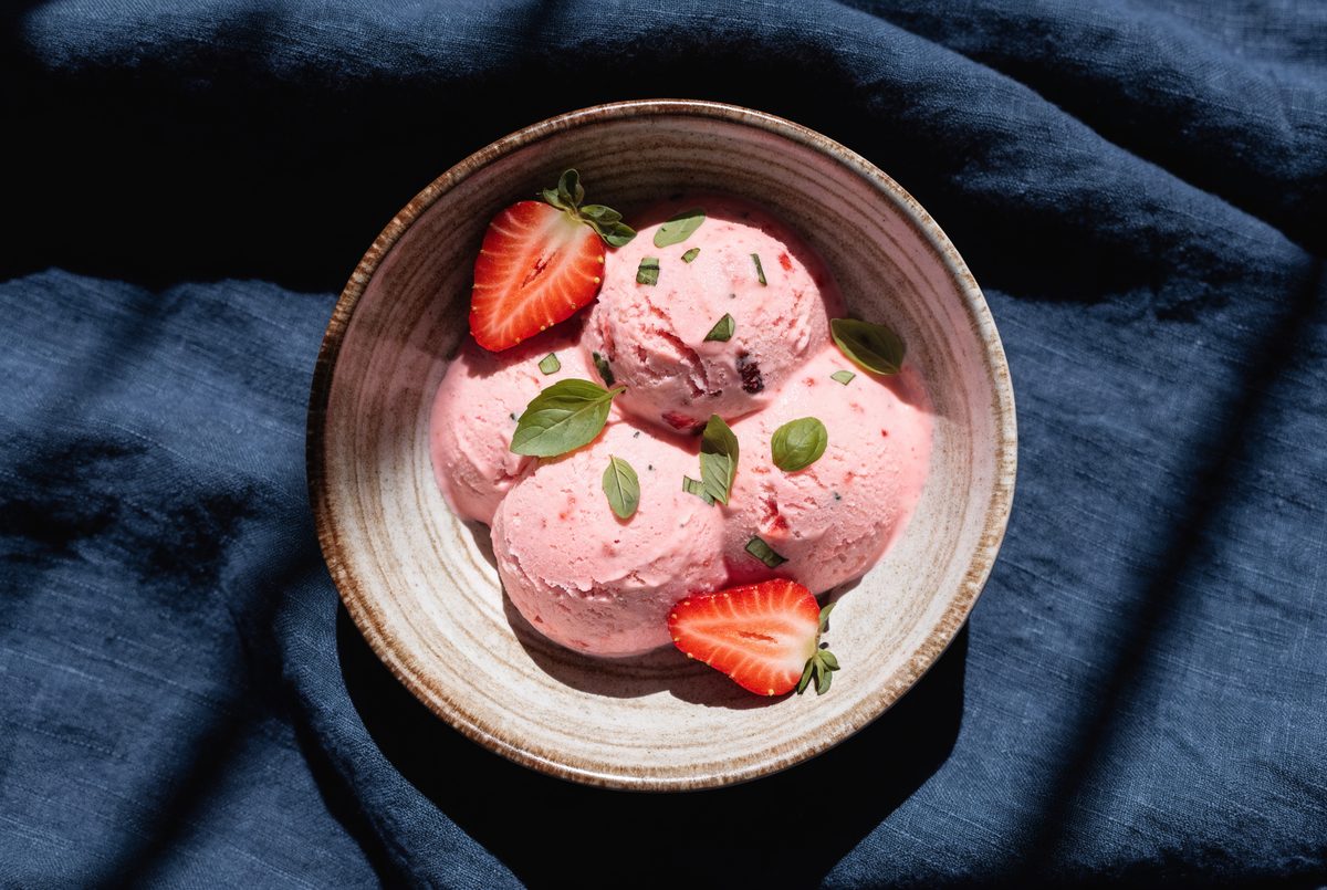 Strawberry–Basil Frozen Yogurt