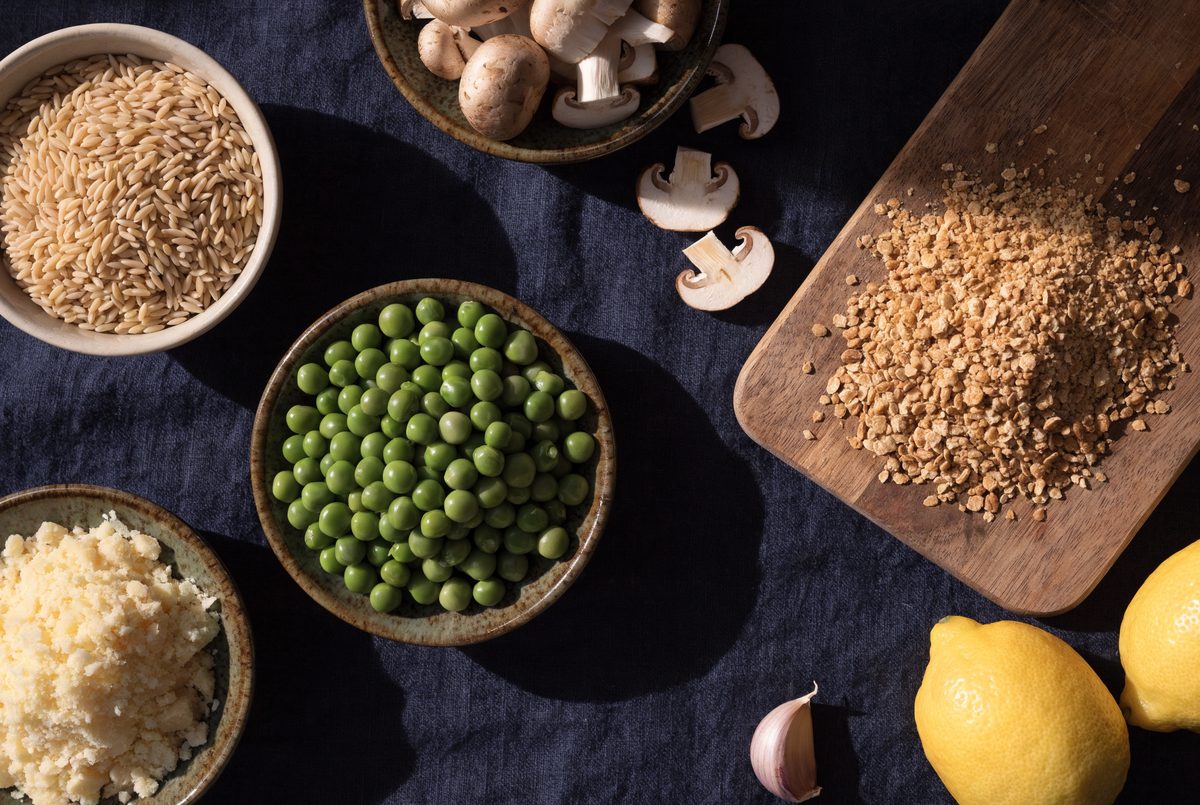 Mushroom, Pea & Lemon Orzo with Wheat Germ ingredients