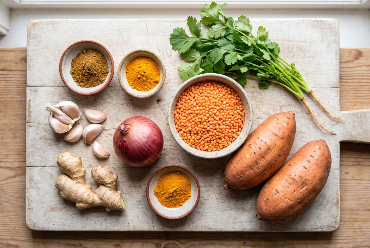 Potassium-Rich Sweet Potato & Red Lentil Stew ingredients