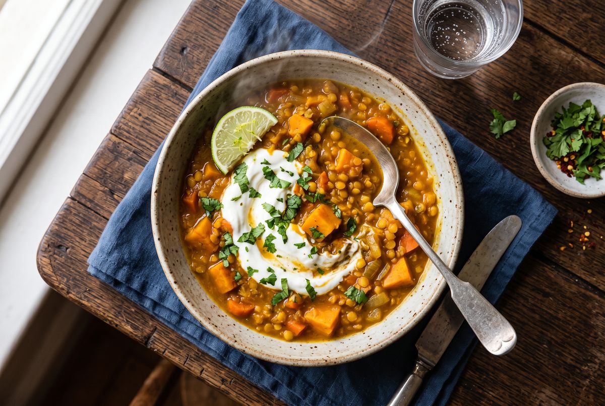 Potassium-Rich Sweet Potato & Red Lentil Stew