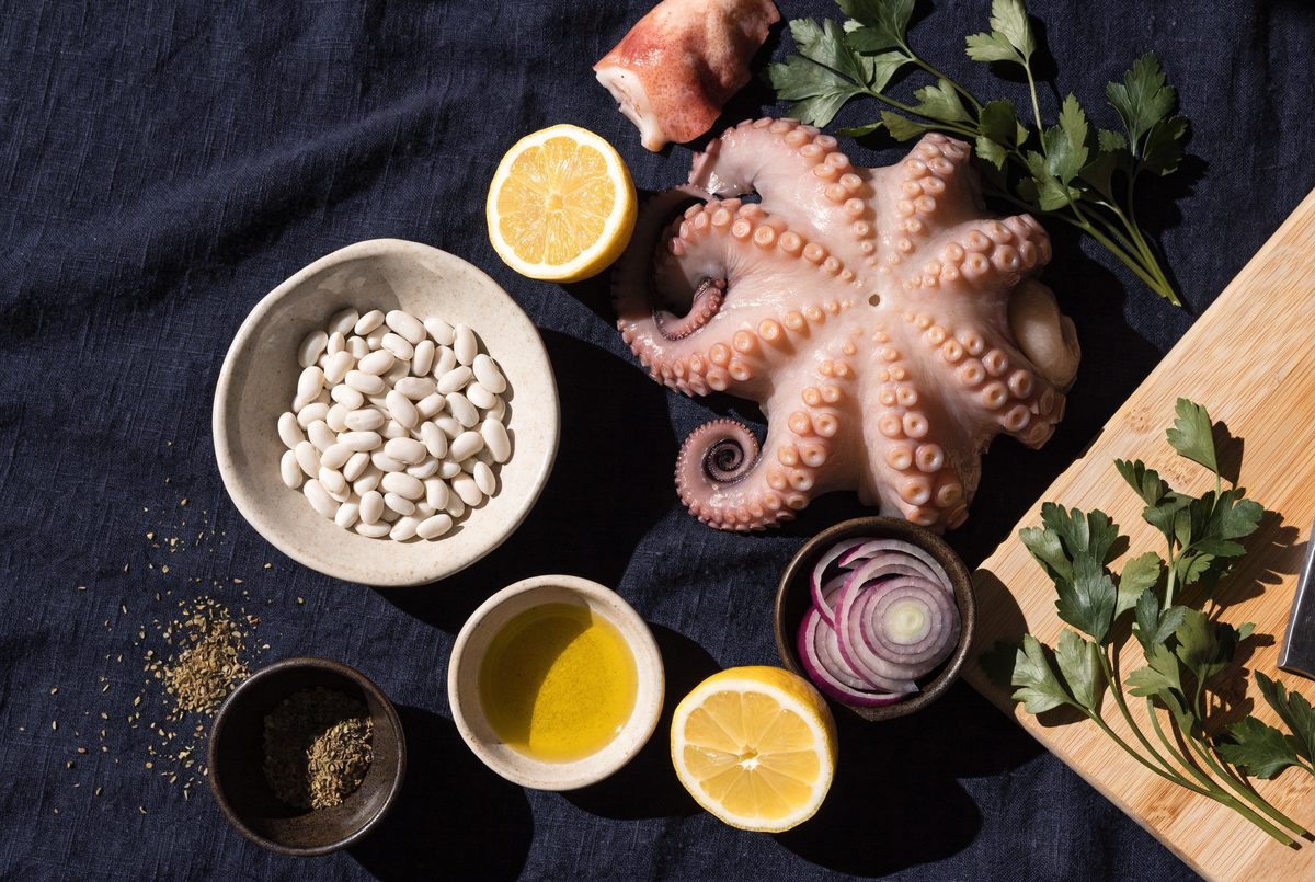 Greek Grilled Octopus with White Beans ingredients