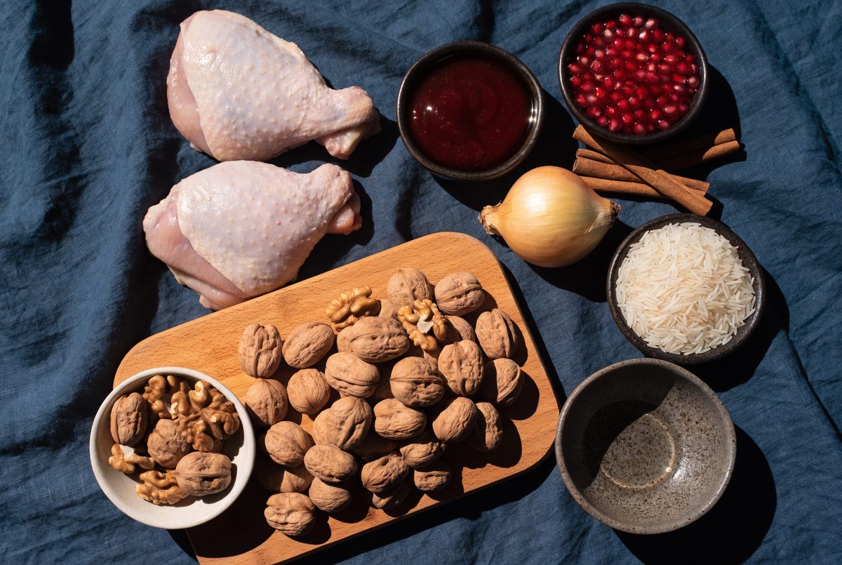 Fesenjan: Walnut–Pomegranate Braised Chicken ingredients